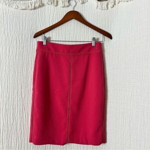 Ann Taylor Factory Pink Front Embroidered Stitch Pencil Skirt size 4